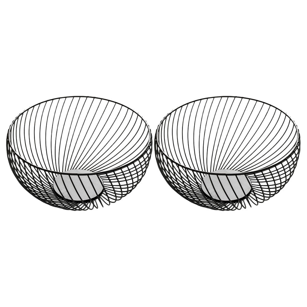 HEMOTON 2 Pcs Extra Large Fruit Bowl Delicate Fruit Basket 25.00X25.00X13.50CM Black