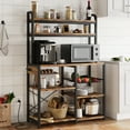 thumbnail image 3 of Multi-Tier Storage Organizer Bookshelf – 6-Tier Bakers Rack with Power Outlet, Microwave Stand, Open Shelves, Wire Basket – Industrial Coffee Bar for Kitchen, Dining, or Kids’ Room – Brown, 3 of 8