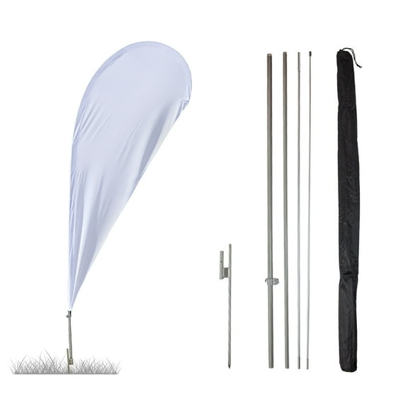 Vispronet - White Feather Flag Kits - 11ft Flag Complete Pole Set with Ground Stake – Great for Businesses, Storefronts, Sales - Printed in The USA