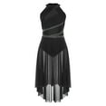 thumbnail image 4 of Xnihocha Women's Lyrical Dance Costume Rhinestone Ruched High-Low Dress Modern Dance Skirted Leotard Black L, 4 of 7