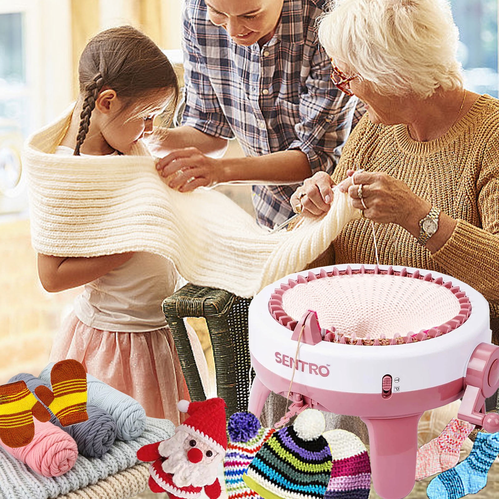 SENTRO Knitting Machine,  48 Needles and Smart Weaving Loom DIY Knit Loom Machine Kit  Smart Crochet Loom for Beginners and Adults