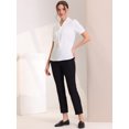 thumbnail image 4 of Blusas de gasa con cuello en V casual de manga corta para mujer con corbata blanco S Allegra K, 4 of 5