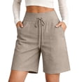 thumbnail image 2 of Only Moment Womens Casual Shorts Bamboo Nodes Cotton Casual Elastic High Waisted Wide Leg Cute Dressy Beach Shorts 2026 Vacation Beach Clothes Womens Swim Shorts Beige,XL, 2 of 6