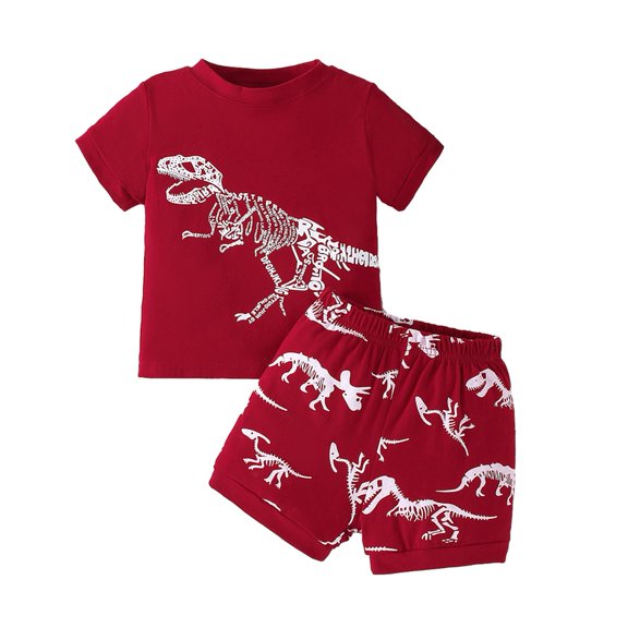 GYRATEDREAM Toddler Boy Short Set Clothes Casual CrewNeck Short Sleeve Top and Short Sets Summer Outfits for 6 Years