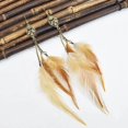 thumbnail image 3 of Pendientes idealway, largos, colgantes, plumas naturales, color marrón, 3 of 5