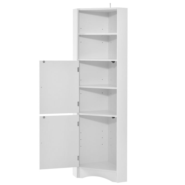 Ktaxon Tall Bathroom Corner Cabinet, Free Standing Bathroom Storage Cabinet Organizer with 2 Doors & 4 Adjustable Shelves for Kitchen Living Room Home