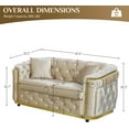 thumbnail image 5 of Wiilayok 62.6" Velvet Button Tufted Sofa, Mid-Century Classic Chesterfield Sofa Couch with Thick Backrest,Gold Stainless 2 Love Seat Couches for Living Room,Beige, 5 of 7