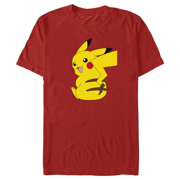 Men's Pokemon Pikachu Sitting Portrait  Graphic Tee Red Small