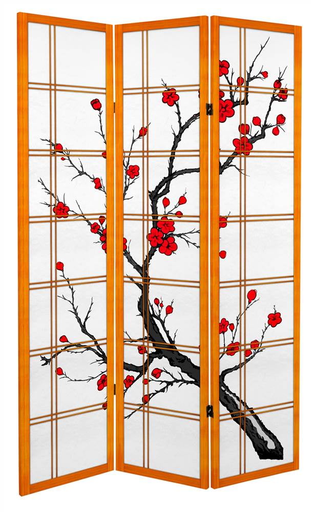 Oriental Furniture 6 Ft Tall Canvas Cherry Blossom Room Divider