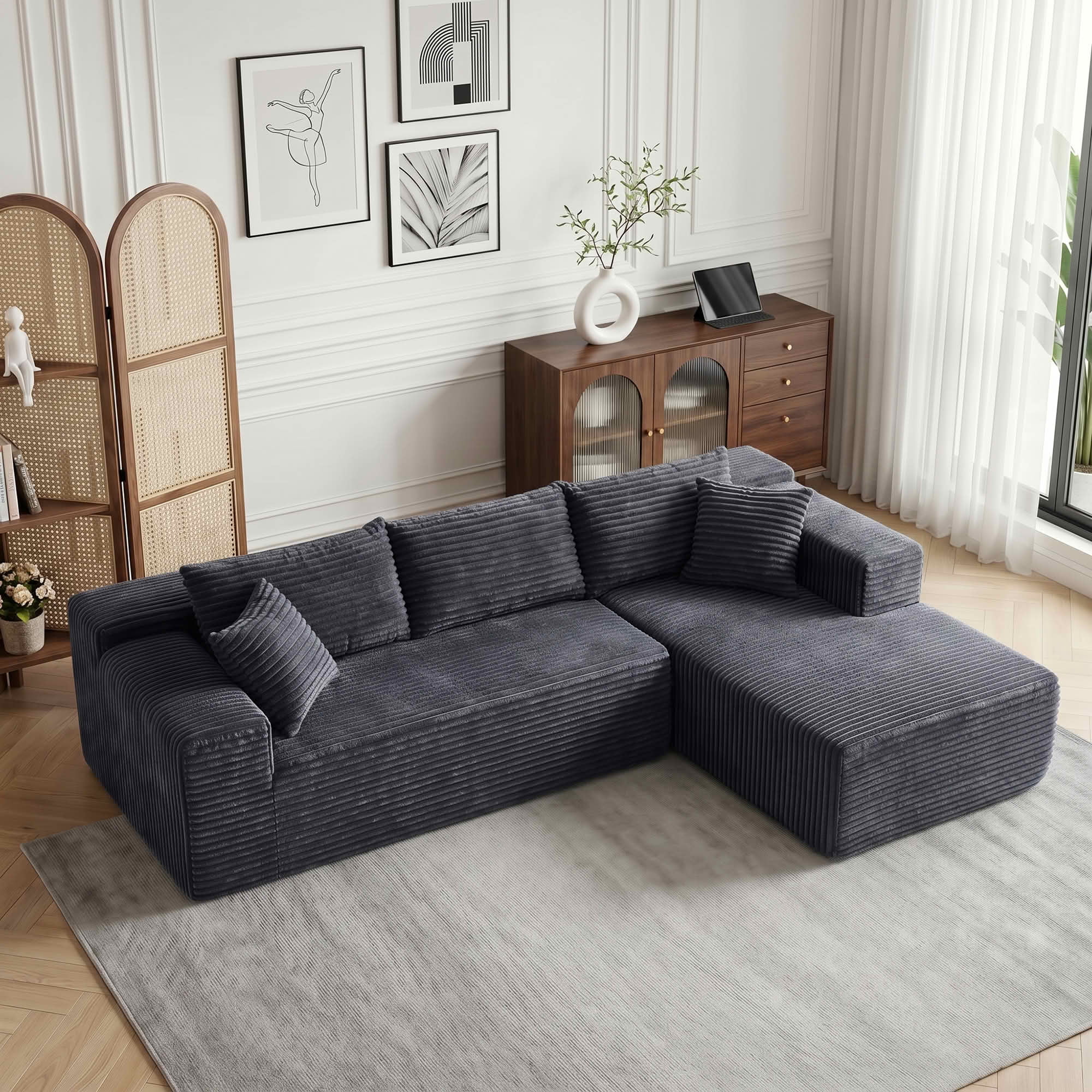 MAYEERTY 104" Cloud Sectional Couch with L-Shape Chaise, Modern Modular Sofa with Deep Seat, Upholstered Couches with Back Cushion for Living Room Bedroom, No Assembly Required