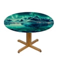 thumbnail image 3 of Acheng Northern Lights Snow Mountains Round Tablecloth Outdoor Picnic Camping and Indoor Kitchen Dining Party 100% Polyester Table Cover 54-58, 3 of 8