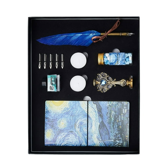 Antique Quill Dip Pen and Ink Set Calligraphy Dip Pen Set Seal Stamp Set