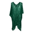 thumbnail image 4 of JIAYUE Ladies Swimsuit Cover-Ups V Neck Above Knee Pure Color Batwing Half Sleeve Bikini Hollow Beach Holiday Comfort Knitted Swimwear Cover Up Top, 4 of 4