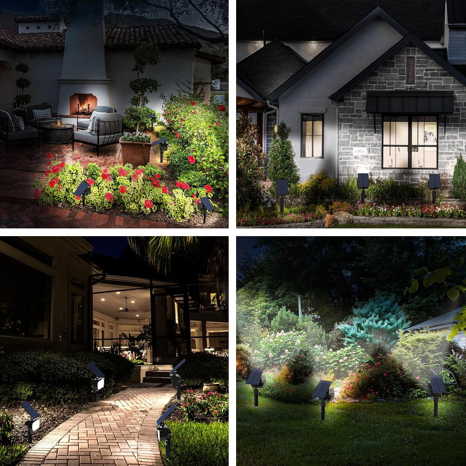 Flaow Solar Lights Outdoor, 6 pack,IP67 Waterproof 50 LED Adjustable, Landscape Solar Spotlights,3 Modes for Yard Lawn Pathway Tree (Cool White)
