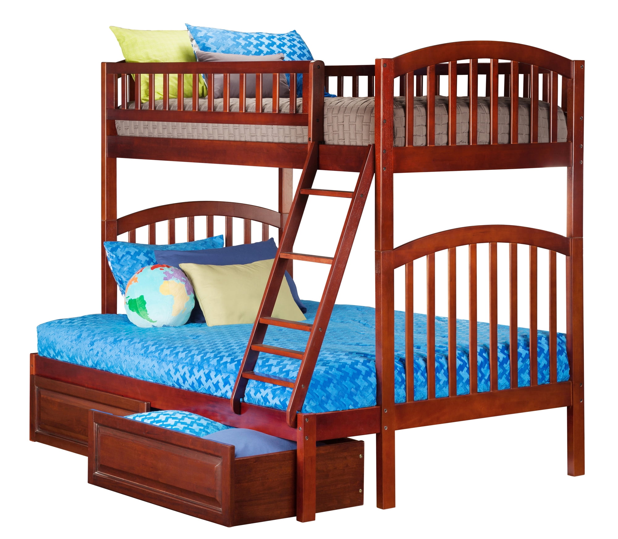 Richland Bunk Bed Twin over Full with 2 Raised Panel Bed Drawers in