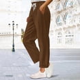 thumbnail image 3 of Corduroy Pants Women 2026 Trendy Elastic High Waist Drawstring Wide Straight Leg Lounge Pants with Pockets, 3 of 7