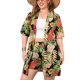 thumbnail image 2 of Conjunto de 2 piezas de verano para mujer, conjunto informal con estampado Tropical, longitud media, prendas de vestir con frente abierto y pantalones de cintura elástica para vacaciones, 2 of 8