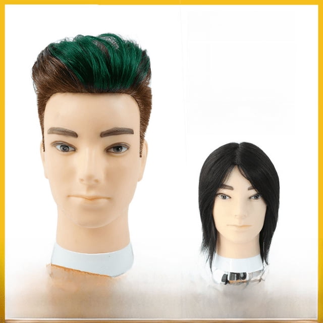 Modelo de cabeza de peluquería para hombres, modelo de barba, la cabeza se puede permanente y teñir para practicar el modelo de cabeza de barba de cabello real completo, cabeza de muñeca de barbería