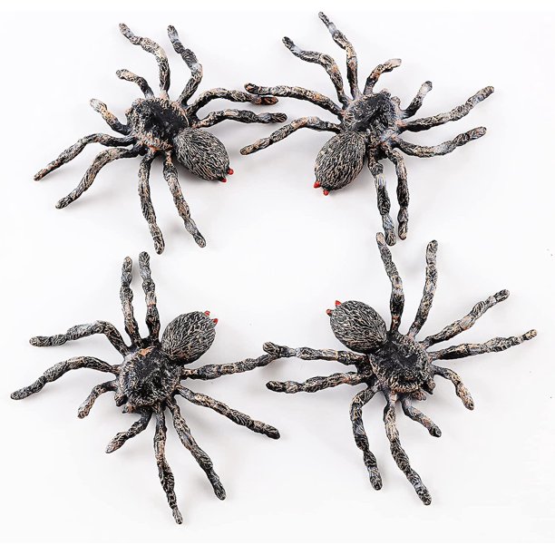 4 piezas de figuras de araña realistas, modelos de acción de araña gigante, animales de plástico, juguetes de araña falsos, juguetes educativos de aprendizaje, regalo de cumpleaños, día de los in