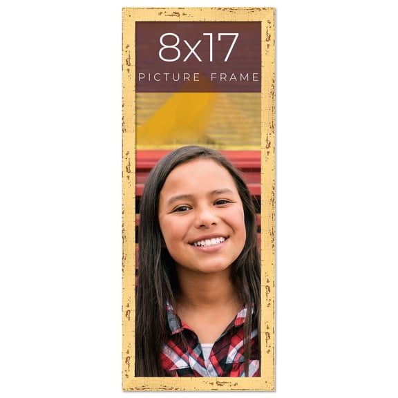8x17 Frame Yellow Real Wood Picture Frame Width 1.25 inches | Interior Frame Depth 0.5 inches |