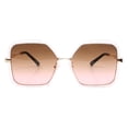 thumbnail image 2 of Womens Geometric Sunglasses Heptagon Square Double Frame UV 400 Clear Pink, 2 of 4