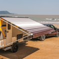 thumbnail image 2 of ALEKO Retractable RV Awning 20X8 ft Patio Camping Waterproof Vinyl Canopy Brown Striped, 2 of 13