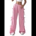 thumbnail image 2 of Pantalones Deportivos Holgados para Mujer, con Cintura Elástica, Informales, de Pierna y Bolsillos, Estilo Y2K Rosa M, 2 of 9