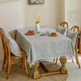 thumbnail image 2 of GHSDFBB Solid Embroidery Checkered Table Cloth Washable Cotton Linen Tassel Tablecloth, Rectangle Wrinkle Free Anti-Fading Table Cover for Kitchen Dinning Thanksgiving Christmas (55x120 Inch, Gr, 2 of 7