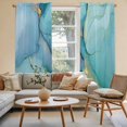 thumbnail image 3 of Teal Marble Kitchen Curtains, Modern Abstract Ink Painting Art Luxury Light Filtering Window Curtain Panels, 2Pcs Rod Pocket Window Treatments Set for Living Room Bathroom Bedroom 52x72 Inches, 3 of 9