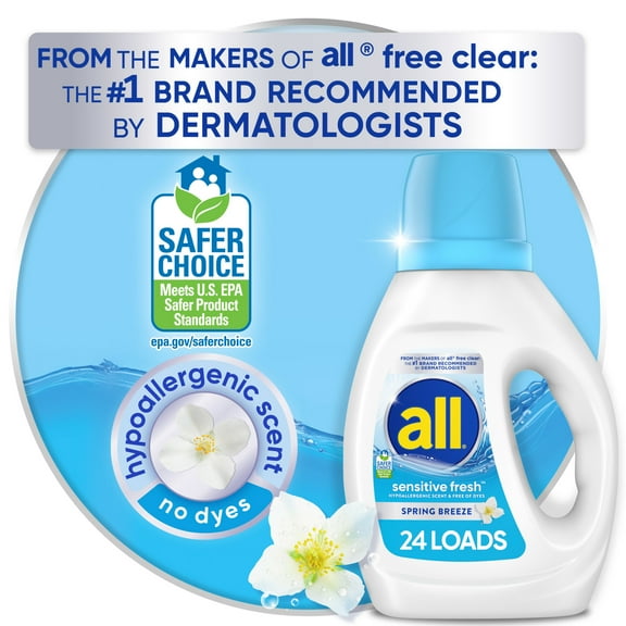 All Liquid Laundry Detergent, Sensitive Fresh, 30 oz, 24 Loads