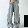 thumbnail image 6 of Women's Solid Sport Pants High Waist Wide Leg Casual Womens Sweatpants Sports Trousers, 6 of 7