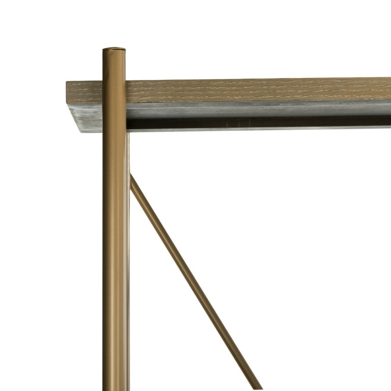 Safavieh Rigby Gold Liquid/Rustic Oak Metal Etagere Safavieh Rigby Gold Liquid/Rustic Oak Metal Etagere