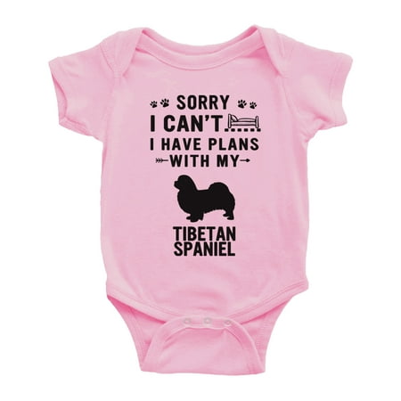 

Sorry I Can t I Have Plans With My Tibetan Spaniel Love Pet Dog Cute Baby Romper (Pink 0-3 Months)