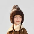 thumbnail image 4 of Auroural Winter winter hats for Kids Knit Hat with Ear Protection 4-14 Years Old Children's Winter Windproof And Cold-proof Boys And Girls Outdoor Warm Ear Protection Wool Ball Knitted Wool Hat, 4 of 6