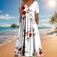 thumbnail image 2 of Robes de Printemps pour Femmes Décontractées Manches 3/4 Longue Robe Évasée Basique Plage Vacances Travail Maxi Robe 2025, 2 of 5