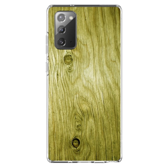 DistinctInk Clear Shockproof Hybrid Case for Galaxy Note 20 ULTRA (6.9" Screen) - TPU Bumper, Acrylic Back, Tempered Glass Screen Protector - Yellow Weathered Wood Grain Print - Printed Wood Image