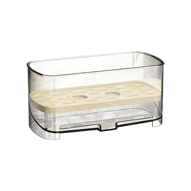 Birdeem Kitchen Sink Organizer, Acrylic Countertop Caddy with Drainage, Small Space Storage for Sponge and Dishcloth, Under 8 Inches Wide