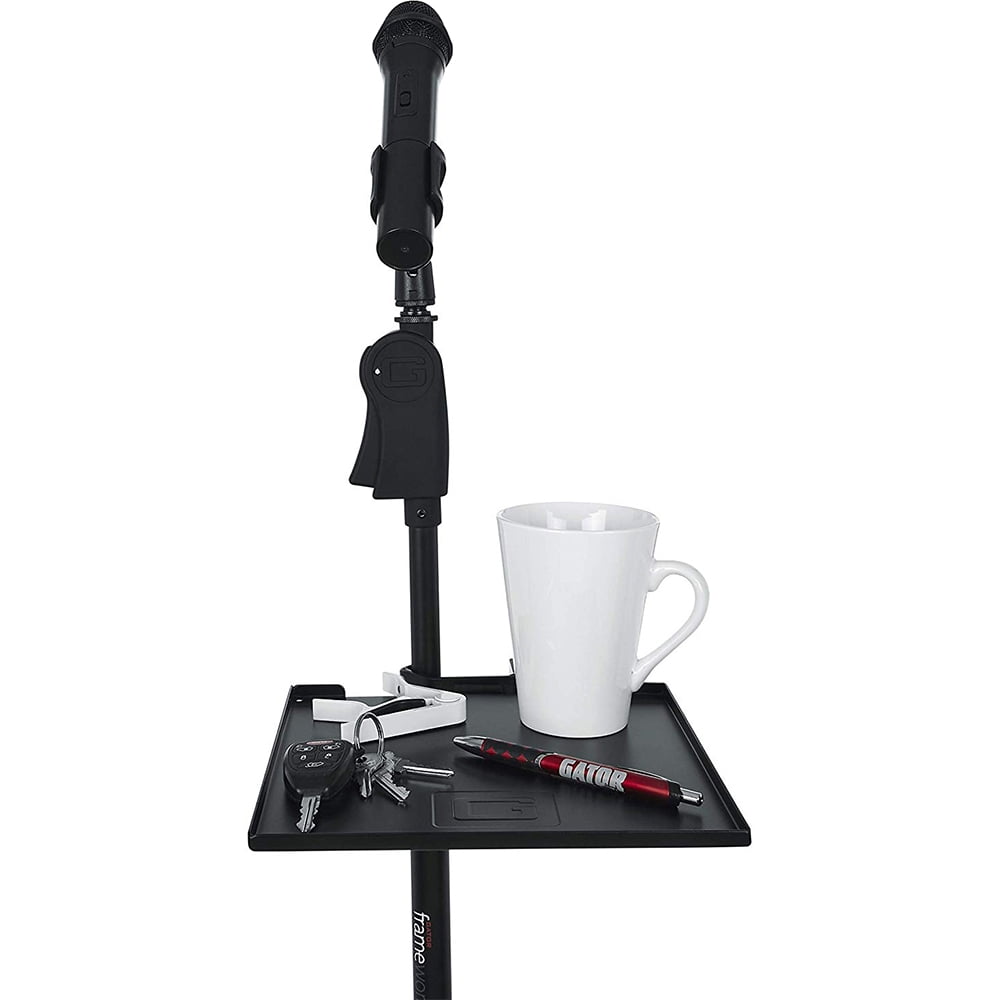 Gator GFW-SHELF0909 Gator Frameworks small microphone stand clamp-on utility shelf, capacity up to 10lbs.