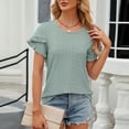 thumbnail image 6 of Diufon Summer Tops for Women Crew Neck Ruffle Short Sleeve Shirts Casual Loose Tunic Clothes, 6 of 7