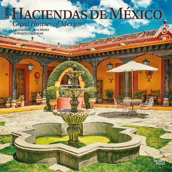 Haciendas de Mexico | 2026 12x24" (Hanging) Square Wall Calendar | Plastic-Free