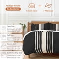 thumbnail image 6 of 3 Piece Black Beige Striped Duvet Cover Set Queen Size, Microfiber Comforter/Quilt Cover with Corner Ties and 2 Pillowcases, Modern Farmhouse Retro Lines All Season Soft Bedding with Zipper Closure, 6 of 8