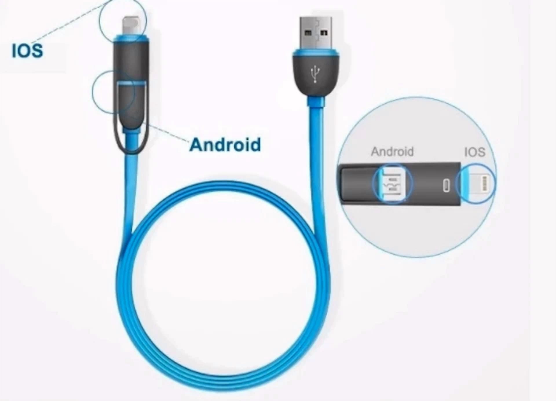 CRESTIN- Buy 1 Get 1 Free 2 In 1 Exchangeable Head Cable For Phone & Android/ Micro Usb