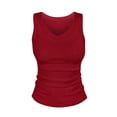 thumbnail image 3 of Endives Women's Camisole Tops Summer Ribbed Slim Fit V Neck Vest Top Basic Knitted Casual Tank Top Wine, 3 of 7