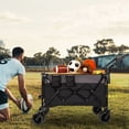 thumbnail image 6 of Olurrisa Heavy-Duty Folding Wagon Cart with 9" All-Terrain Tires, 300L Capacity Push-Pull Cart with 360° Wheels & Brakes for Camping Beach Groceries, Black Gray, 6 of 8