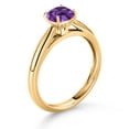 thumbnail image 3 of Gem Stone King 0.54 Ct Cushion Purple Amethyst 10K Yellow Gold Engagement Ring (Size 9), 3 of 4