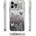 thumbnail image 4 of Magnetic for iPhone 14 Pro Max Case 6.7", Cute Butterfly Pattern, Glitter Bling Diamond Edge Sparkly Cover Screen Protector Gradient Phone Case Camera Protection for Girls Women -Silver, 4 of 11