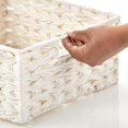 thumbnail image 5 of mDesign Woven Farmhouse Kitchen Pantry Food Storage Basket Box, 3 Pack, White, 5 of 8