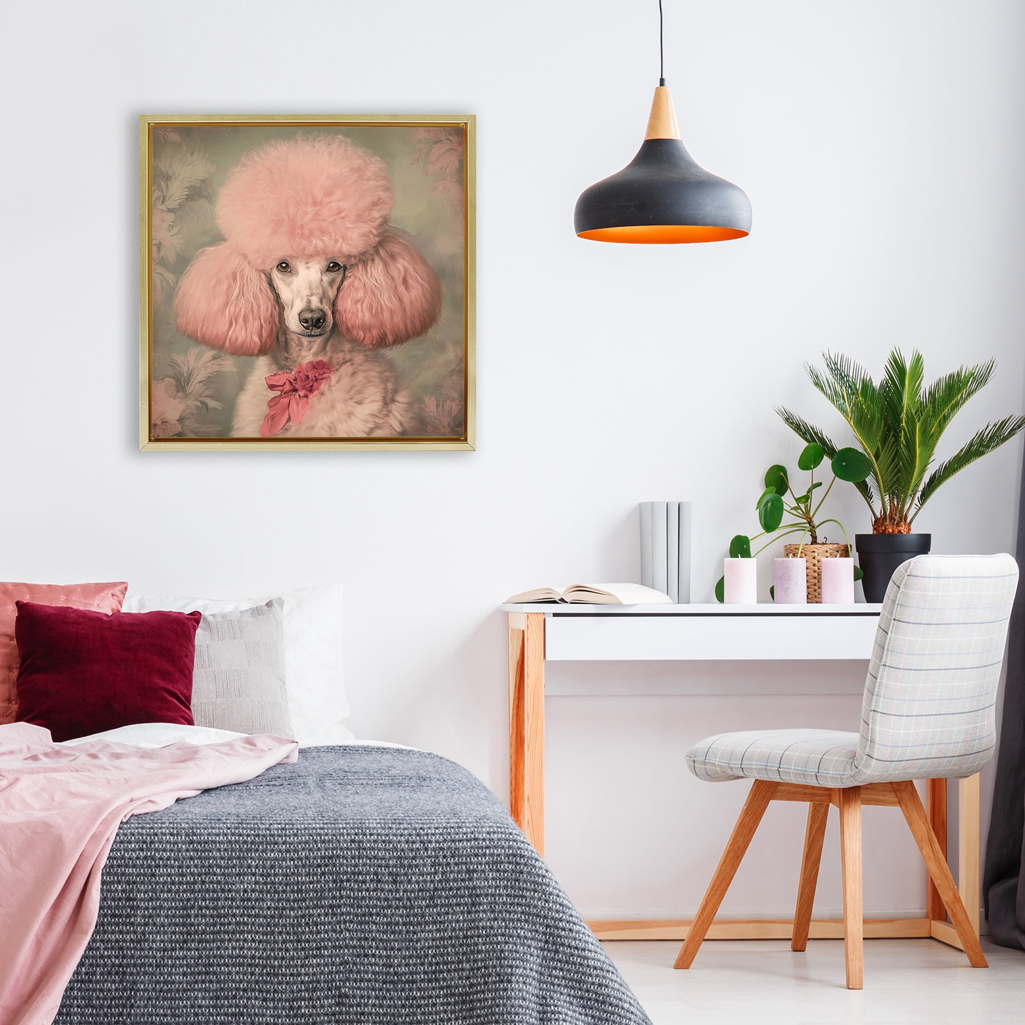Stupell Industries Miss Baroness Blush Gold Framed Floater Canvas Wall Art, design by Tina LeCour