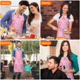 thumbnail image 4 of Pink Breast Cancer Ribbon Floral Apron-Garden Aprons for Women with Pockets-Cotton Linen Waterproof Kitchen Cooking Gardening Aprons Adjustable for Kitchen,Cooking,BBQ and Salon 32"x27", 4 of 7