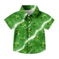 thumbnail image 6 of Yourumao Boys St. Patrick's Button Down Shirts Clover Printed Lapel Collar Short Sleeve Tshirts Theme Party Tops 2-15Y, 6 of 7